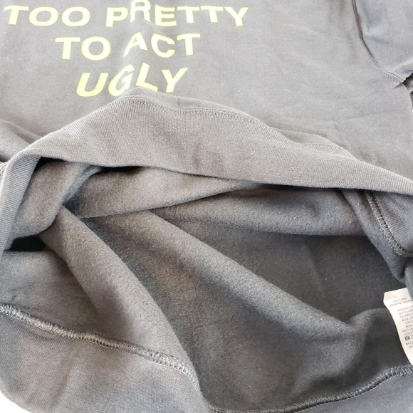 FashionNova Womens SIZE M Grey TOO PRETTY TO ACT UGLY Crewneck Sweatshirt - Picture 6 of 12